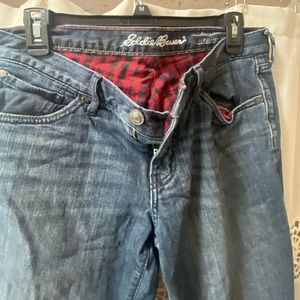Flannel lined boyfriend fit jeans